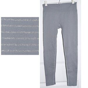 Worn 1-2X Athleta Gray with Silver Stripes Capri / Ankle Leggings